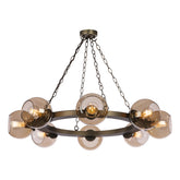 Zeus 8 light Pendant Antique Brass with Amber glass